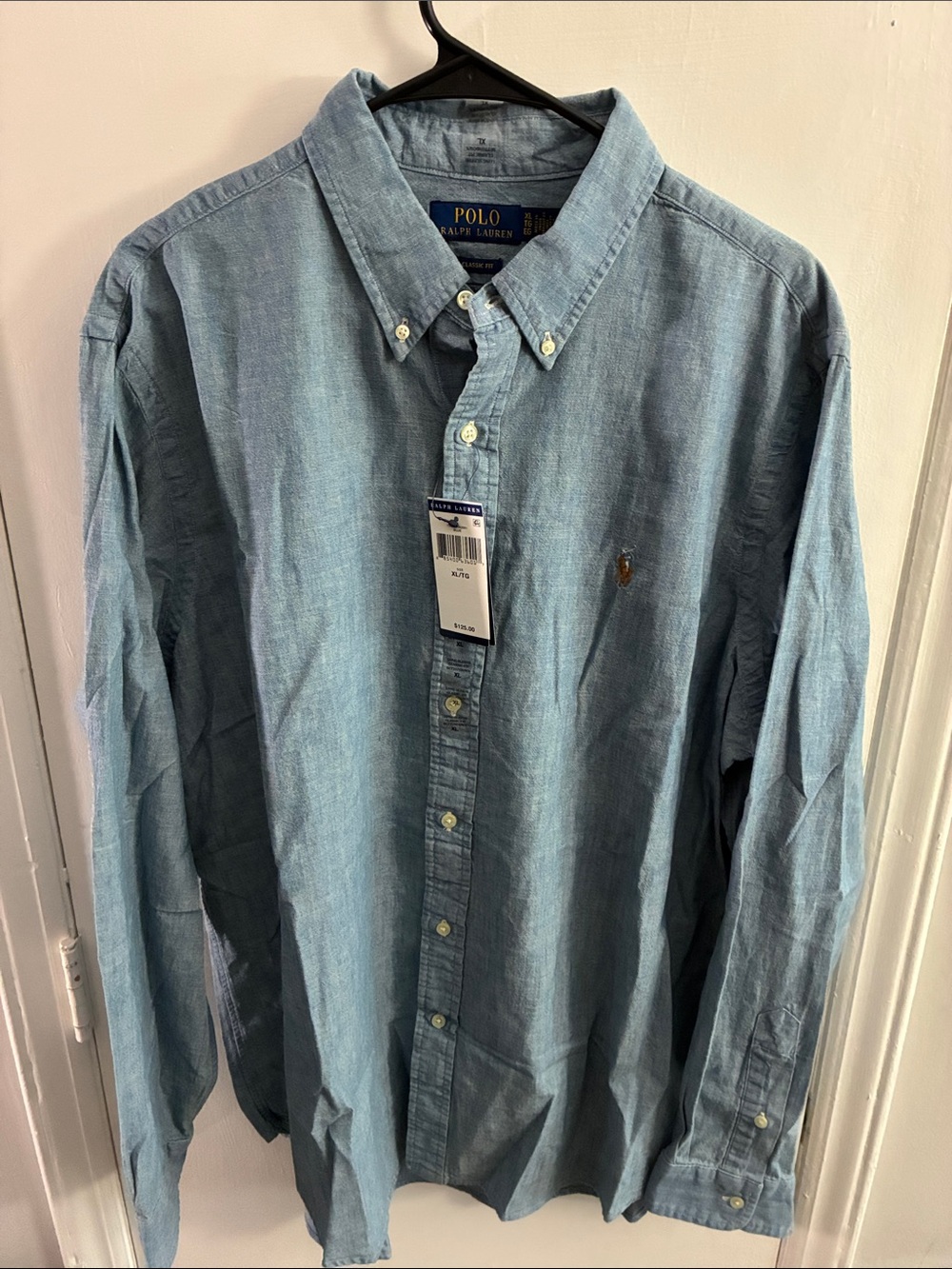 Polo by Ralph Lauren Light Blue Chambray Button-Down Shirt with Embroidered Pony